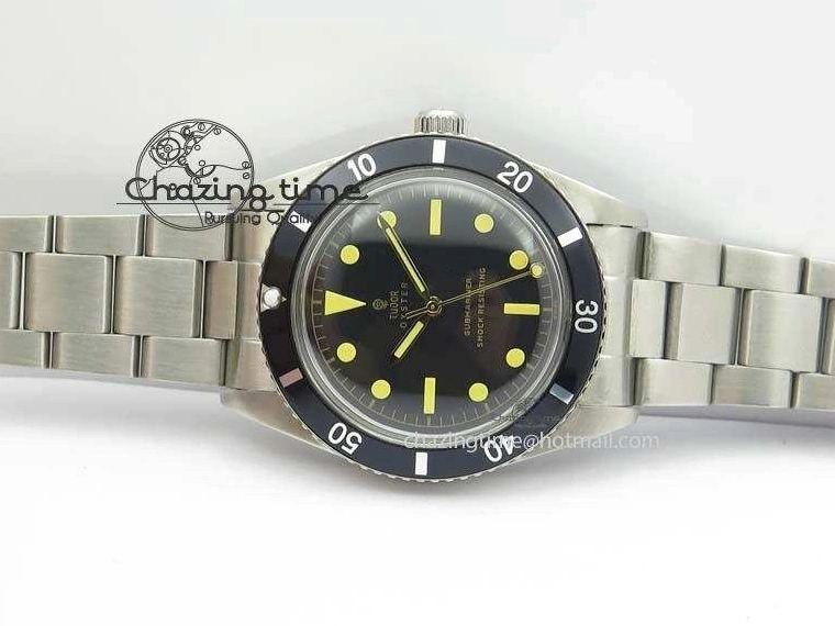 0127 Vintage Oyster Submariner No Date SS Black Dial On SS Bracelet A AllSeason 3851